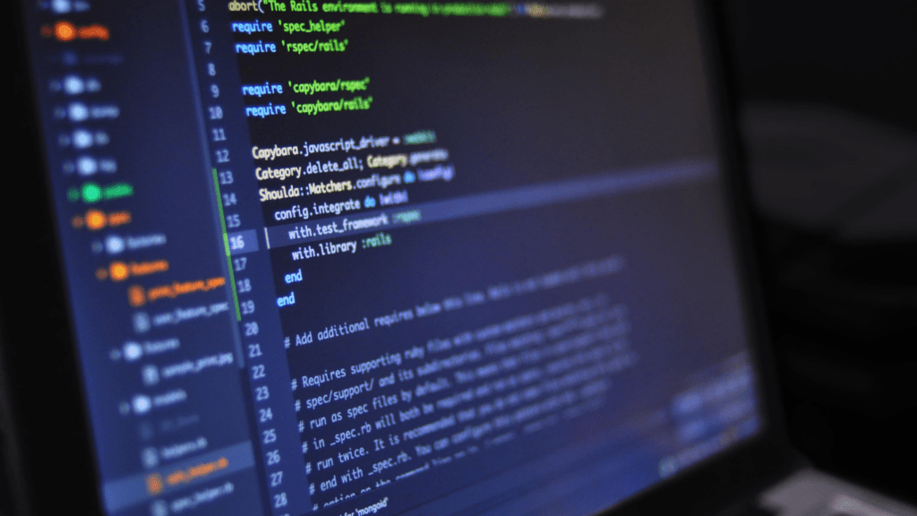 a close up of a computer screen with code on it
