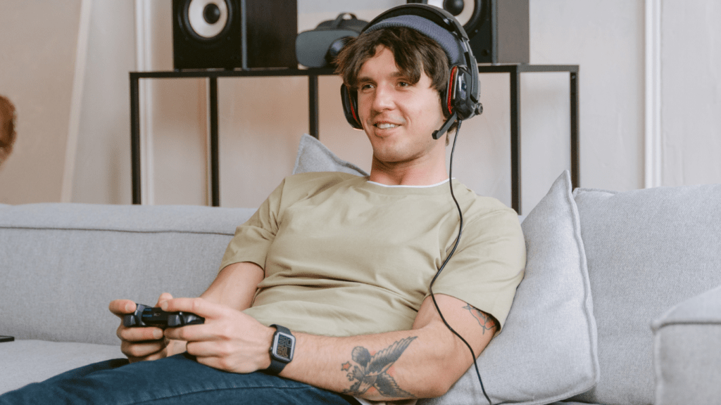 a person playing xbox game