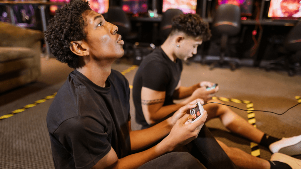 people playing video games